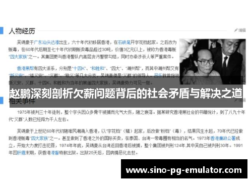 赵鹏深刻剖析欠薪问题背后的社会矛盾与解决之道 赵鹏深刻剖析欠薪问题背后的社会矛盾与解决之道